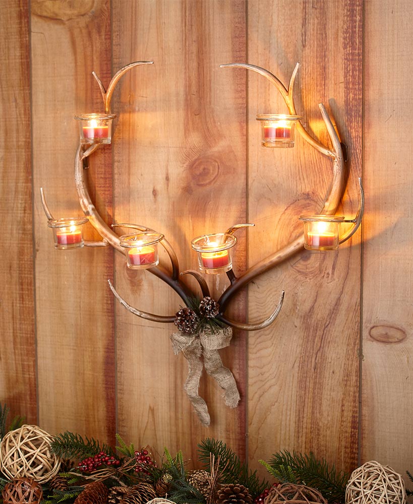 Rustic Decor Deer Antler Candle Wall Sconce
