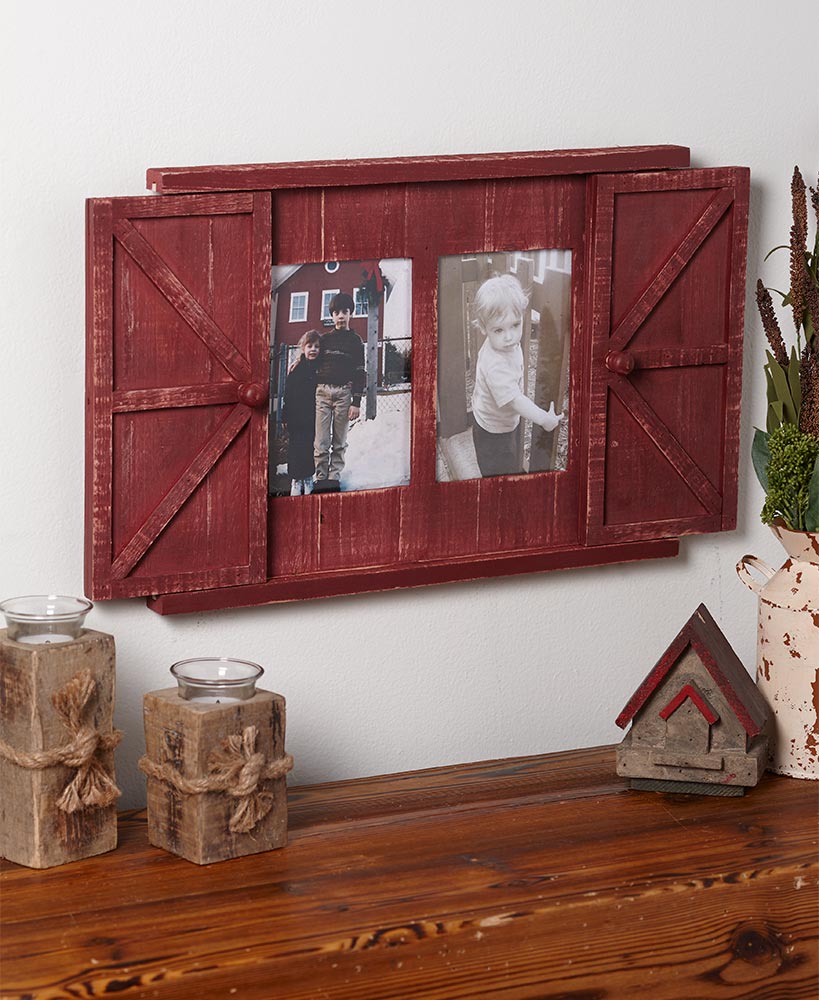 Farmhouse Decor Rustic Red Barn Door Picture Frame