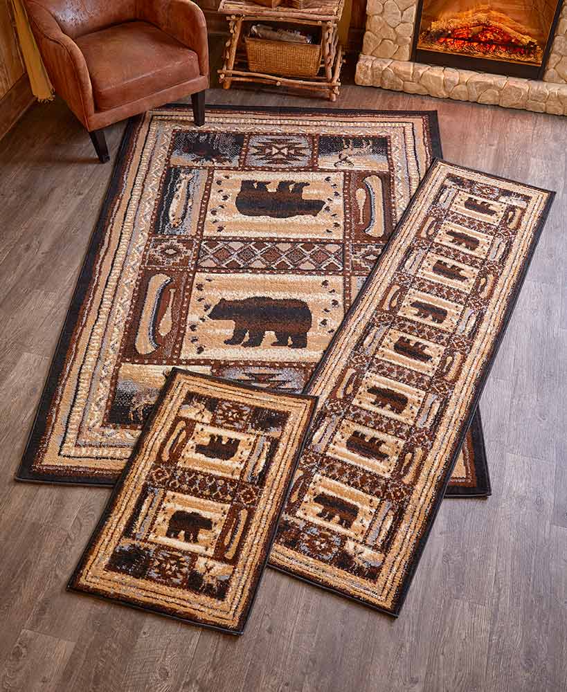 Rustic Decor Cabin Rug Collection With Bears