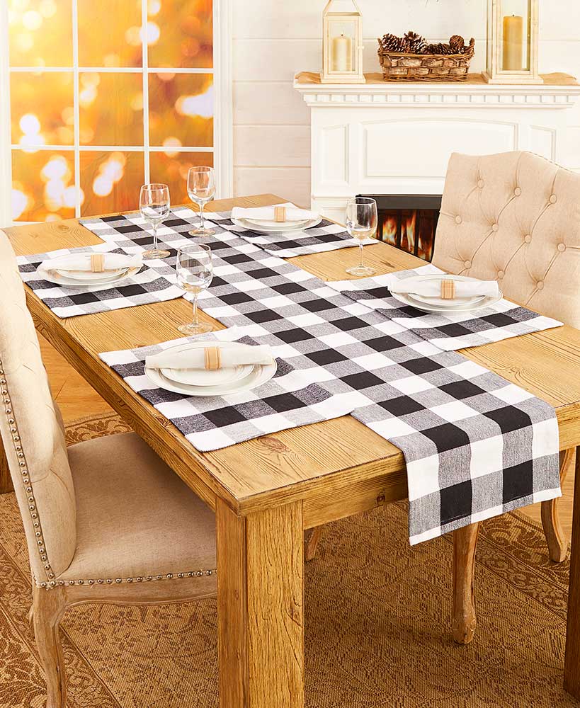 Farmhouse Decor Black And White Country Checker Table Linens