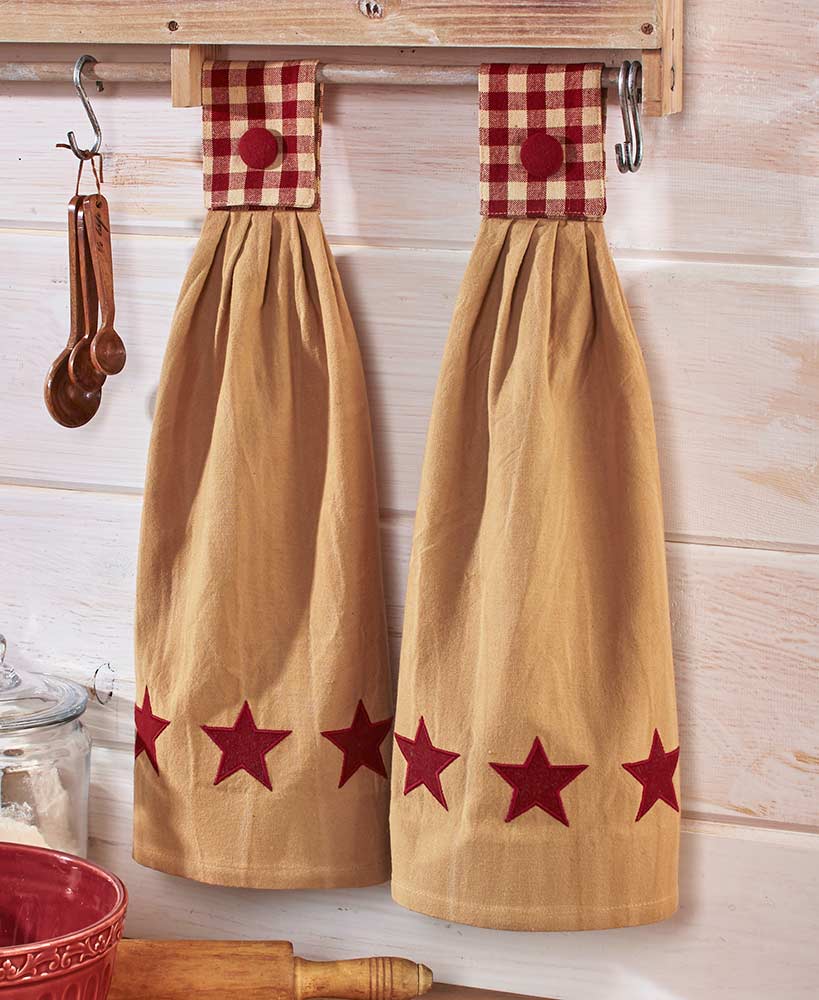 Farmhouse Decor Country Cottage Star Patterned Kitchen Towels