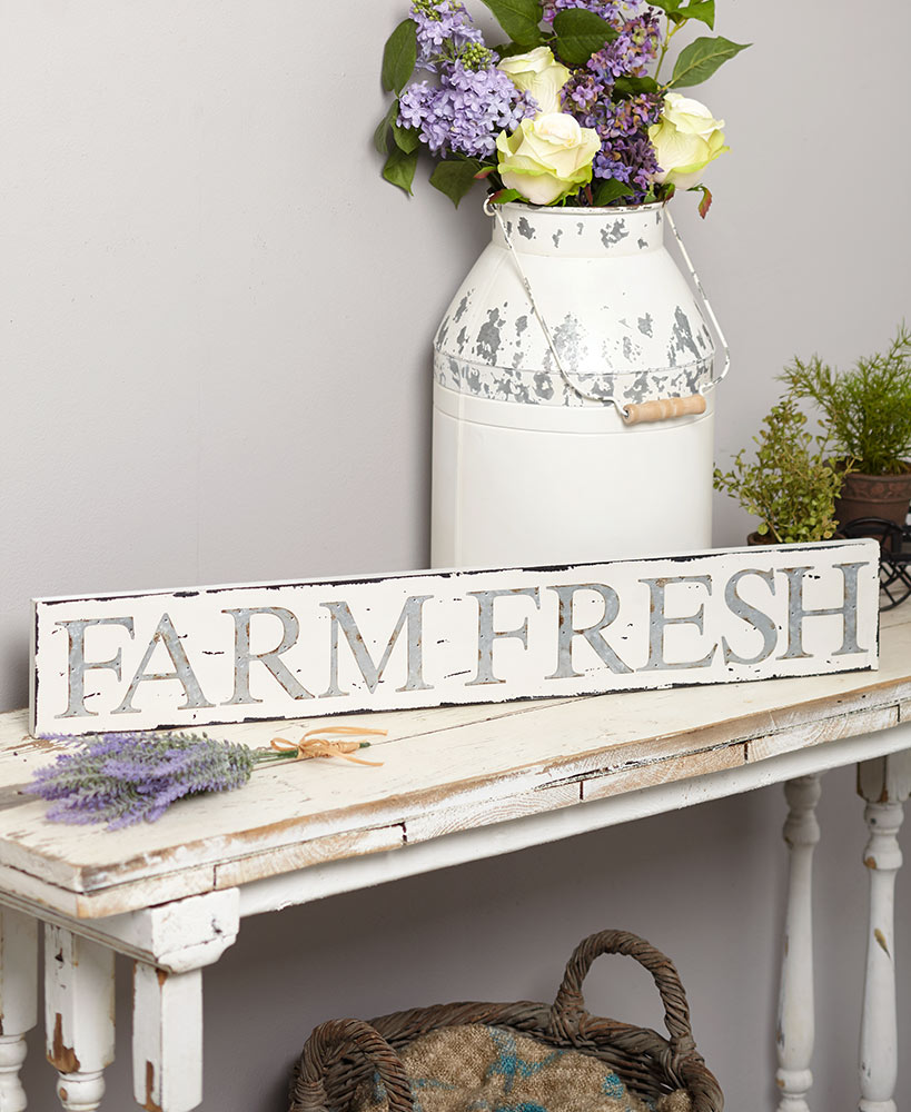 Rustic Decor Farm Fresh Collection With Tattered White Wood