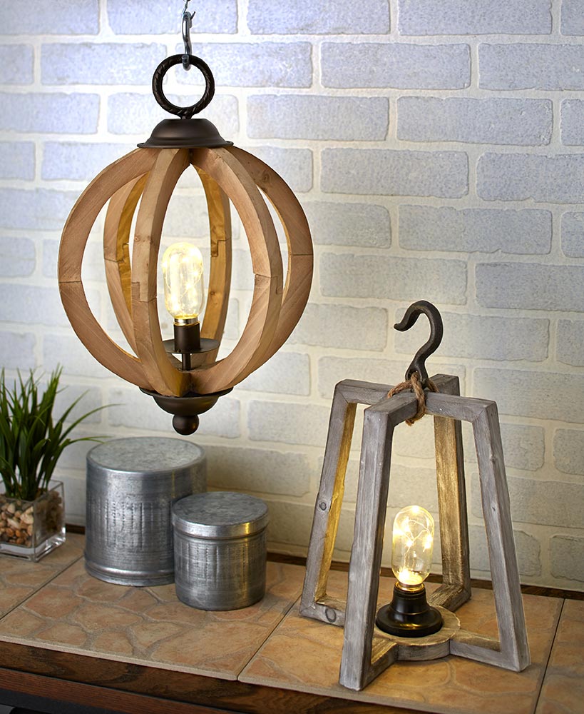 Rustic Decor Wood And Metal Lamps