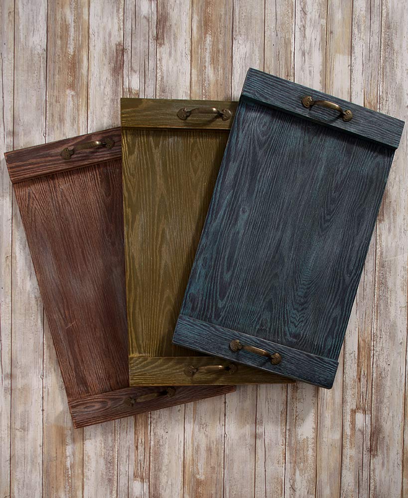 Rustic Decor Wooden Pallet Trays In Blue Green And Red