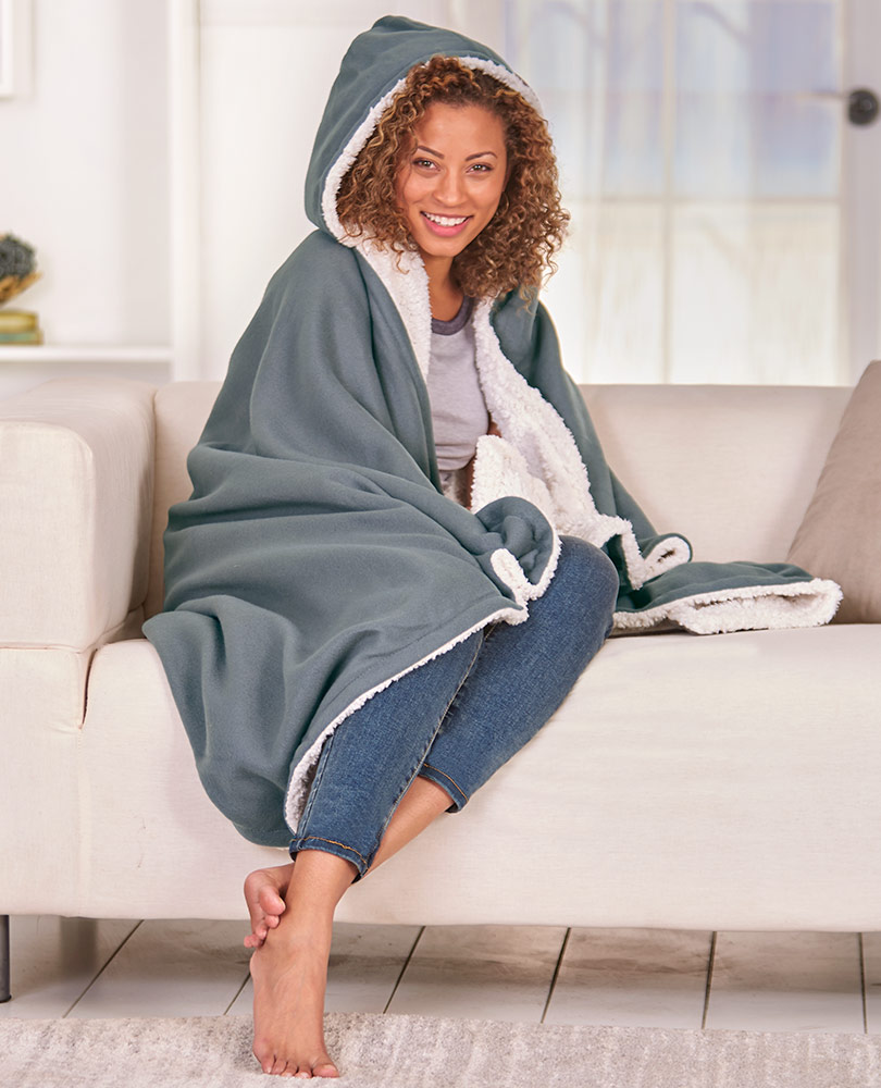 Hooded Fleece And Sherpa Throws