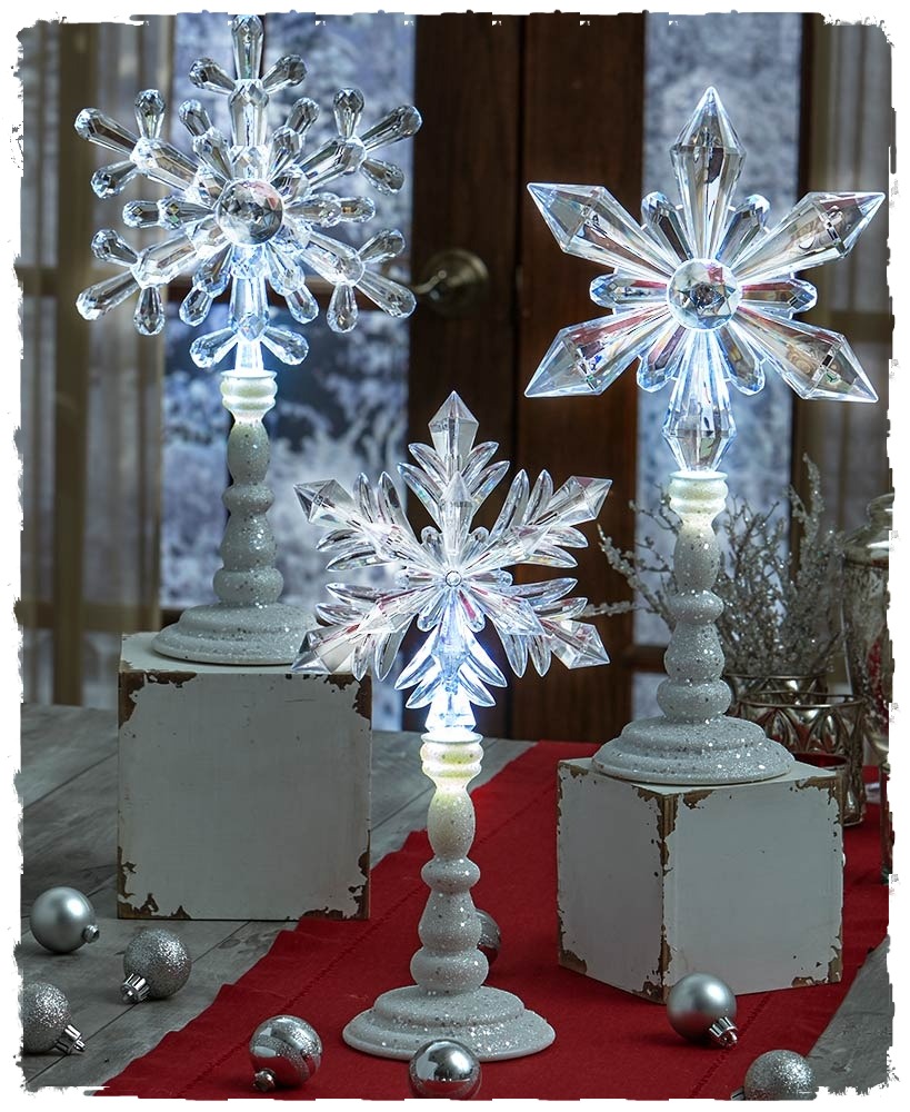 Elegant Lighted Snowflake On Stand