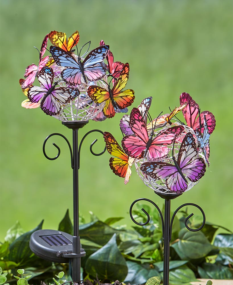 Set of 2 Solar Butterfly Stakes