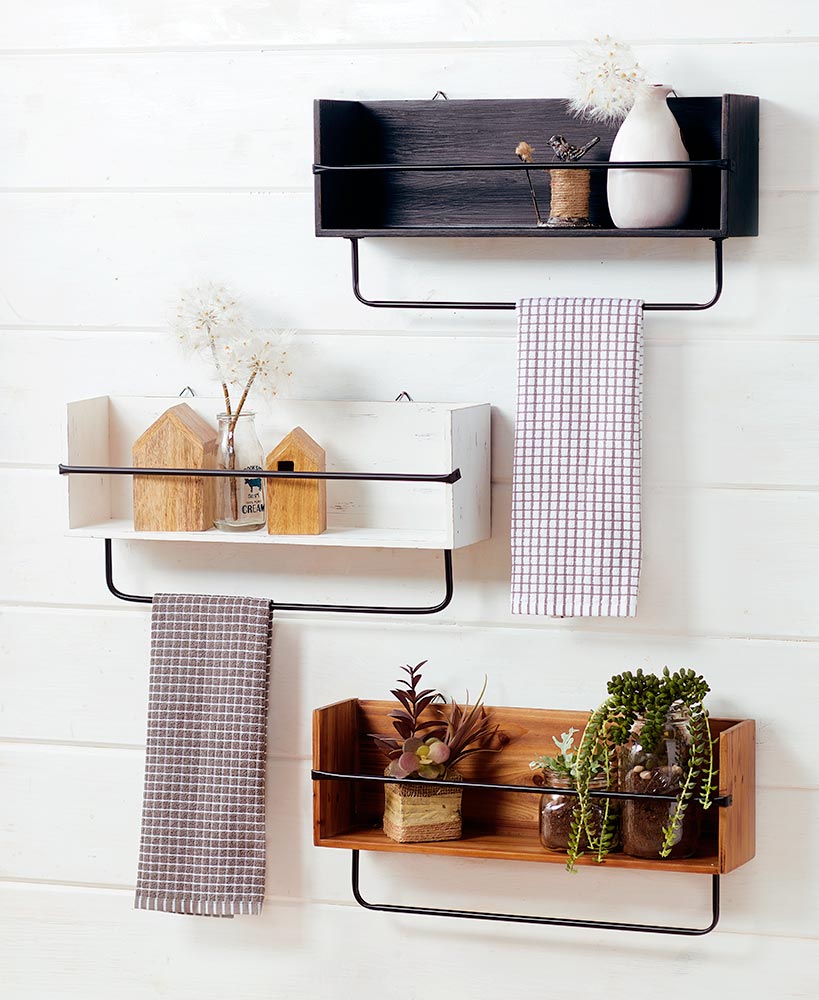 Kitchen Storage Ideas - Farmhouse Wall Shelf With Towel Bar