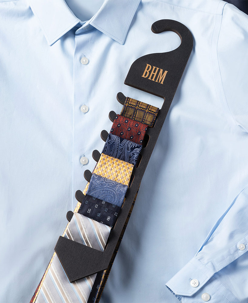 Personalized Wood Tie Rack