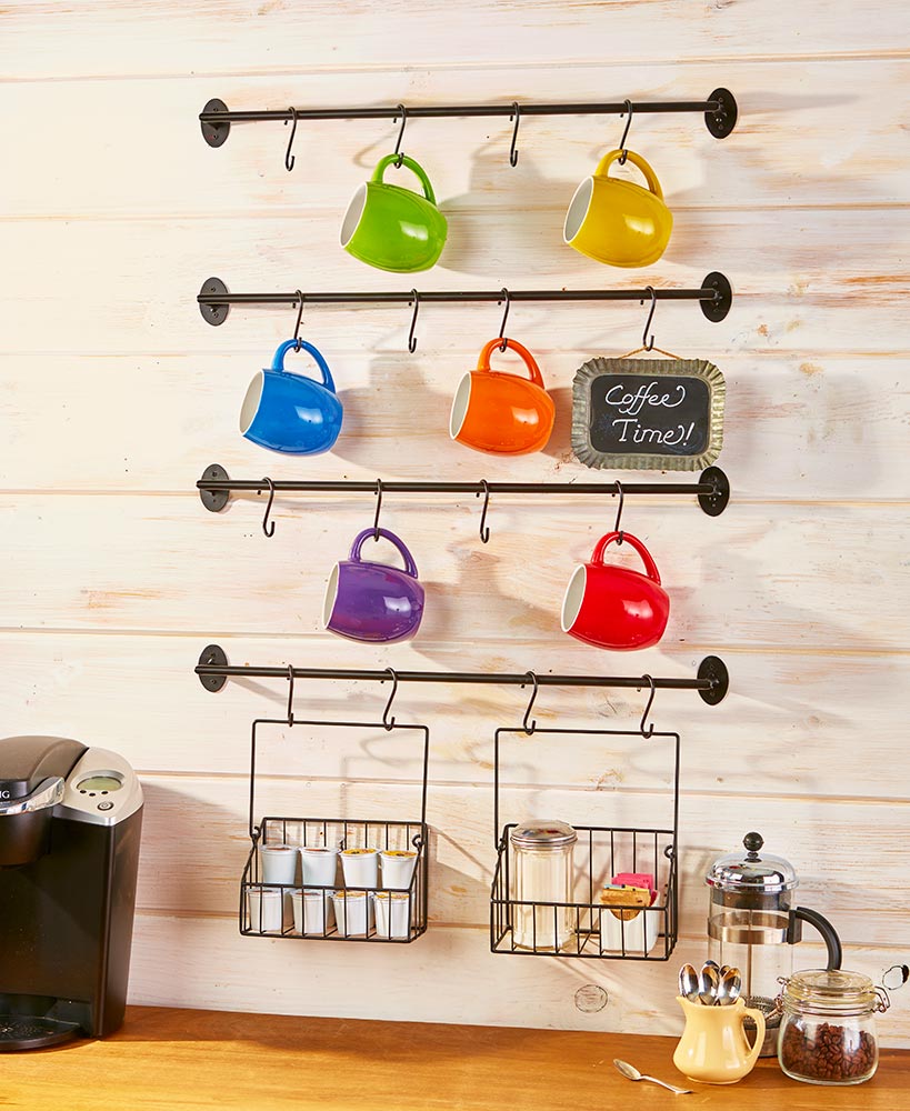 Kitchen Storage Ideas - Wall Mounted Coffee Mug Rack
