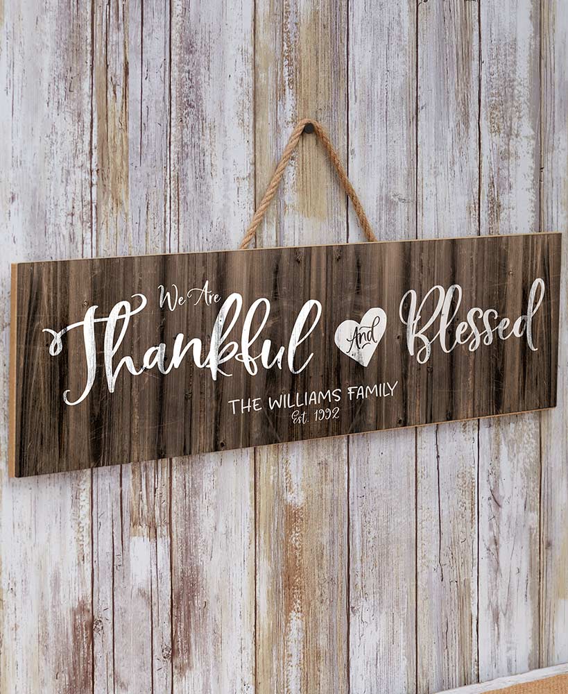 Thankful and Blessed Personalized Plaques