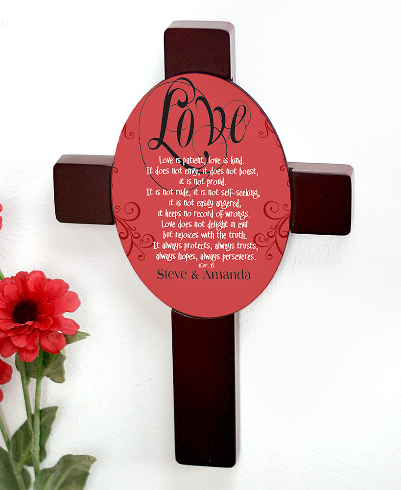 Wedding Gift Ideas - Inspirational Love Is Patient Personalized Cross