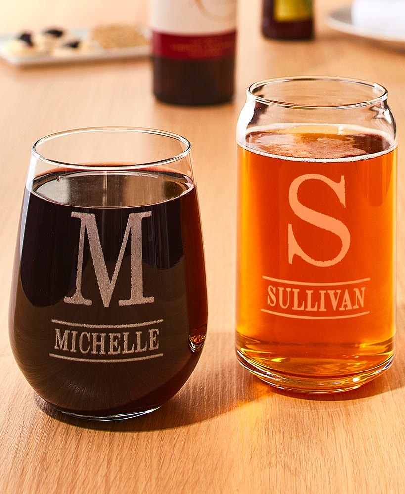 Wedding Gift Ideas - Personalized Etched Wine Or Beer Glasses