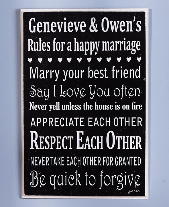 Wedding Gift Ideas - Personalized Marriage Rules Art