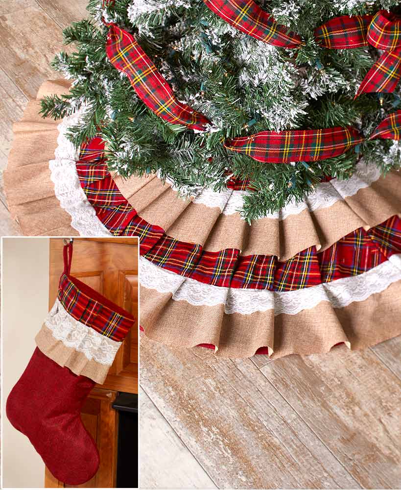 Burlap And Plaid Tree Skirt