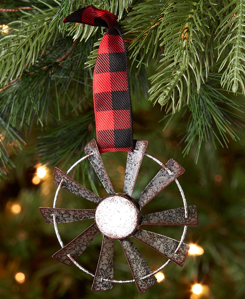 Galvanized Metal Windmill Ornament
