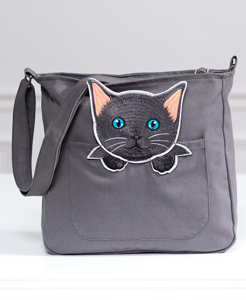 christmas gift ideas for cat lovers - Canvas Cat Crossbody Bag