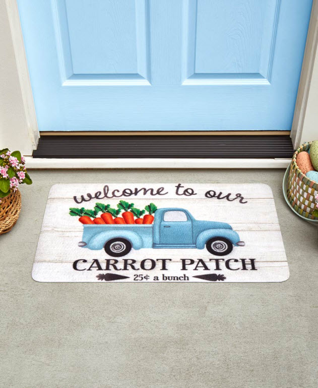 Easter Decorating Ideas - Spring Truck Carrot Patch Doormat