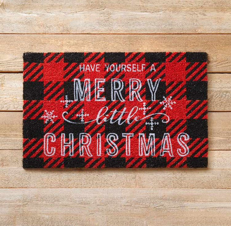Buffalo Plaid Merry Christmas Coir Doormat